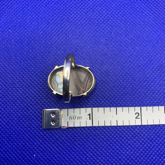 Stunning GENUINE Polychrome Jasper Ring, .925 Sterling Silver Overlay, Size 8.75 - Picture 11 of 13